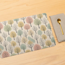 Minimalist Fall Tree Pattern Pastel Autumn Forest Placemat