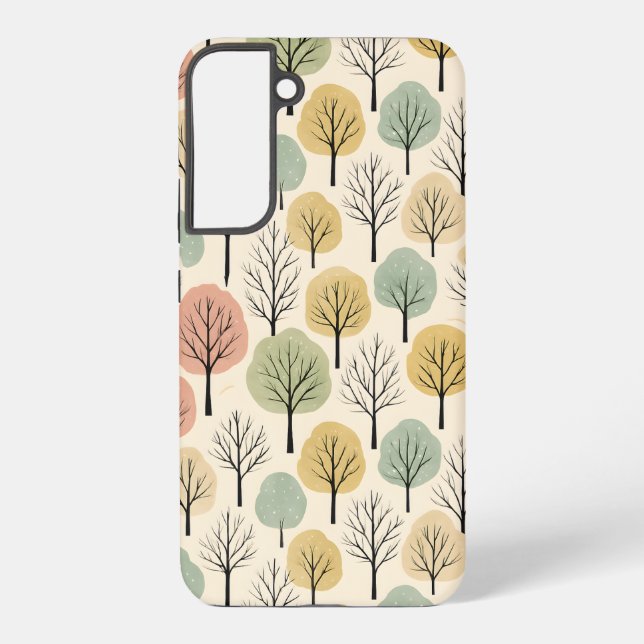 Minimalist Fall Tree Pattern Pastel Autumn Forest Samsung Galaxy S22+ Case (Back)