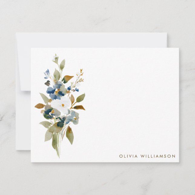 Minimalist Fall Wildflower Personalized Stationery Card (Front)