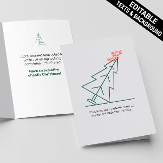 Minimalist Fallen Tree Axolotl Custom Christmas Card