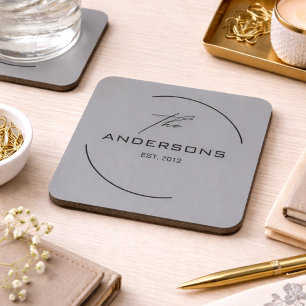 Minimalist Family Monogram Coaster