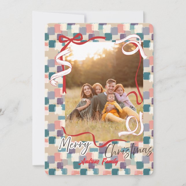 Minimalist Family Photo Merry Christmas  Holiday Card (Front)