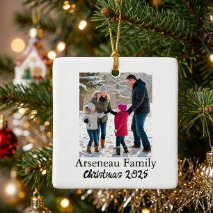 Minimalist Family photo Personalise Ceramic Ornament
