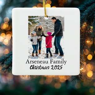Minimalist Family photo Personalise Ceramic Ornament