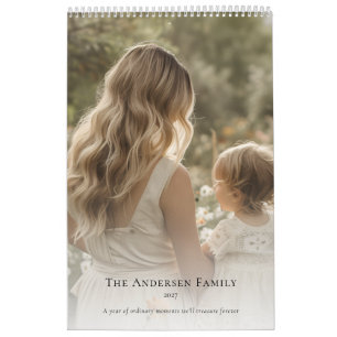 Minimalist Family Photo Personalised Wall Calendar