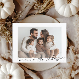 Minimalist Family Photo Thanksgiving  Postcard
