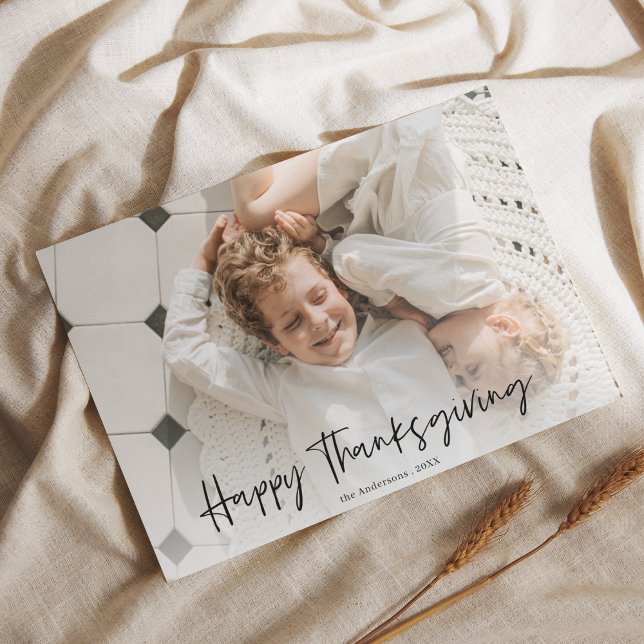Minimalist Family Photo Thanksgiving  Postcard (Creator Uploaded)