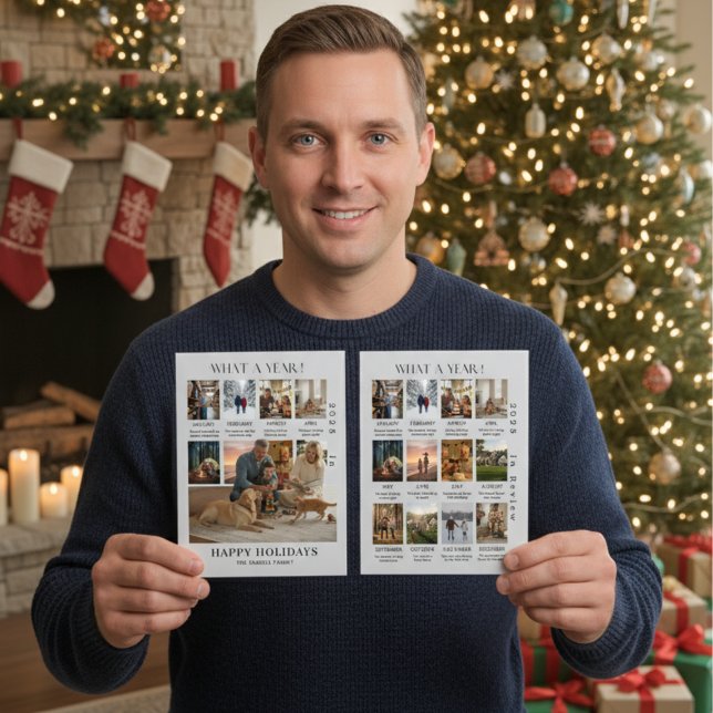 Minimalist Family Photo Year In Review Christmas Holiday Card (Creator Uploaded)