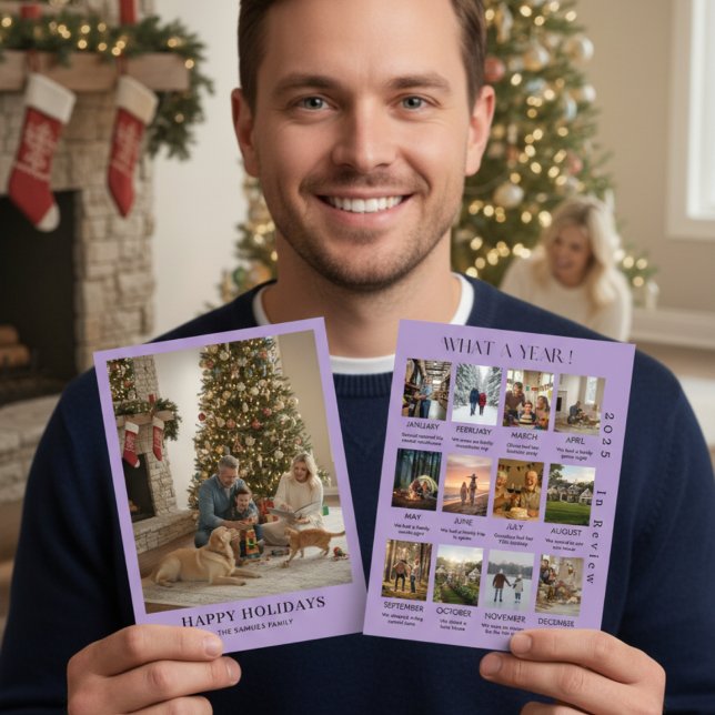 Minimalist Family Photo Year In Review Christmas Holiday Card (Creator Uploaded)