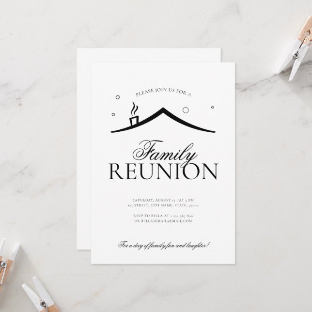 Minimalist Family Reunion Picnic Invitation (Front/Back In Situ)