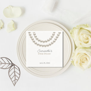 Minimalist fancy Pearl necklace Bridal Shower Napkin