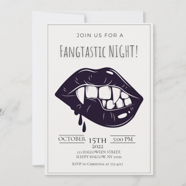 Minimalist Fangtastic Halloween Party Invitation (Front)