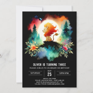 Minimalist Fantasy Lion Birthday Invitation