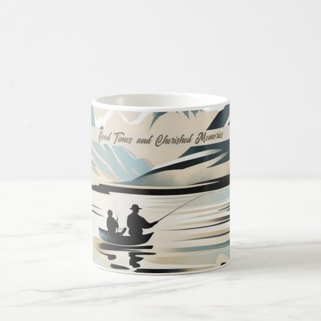Minimalist father and son fishing memories  coffee mug (Center)