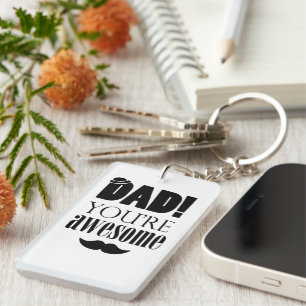 Minimalist Father's Day Typography Graphic! Key Ring
