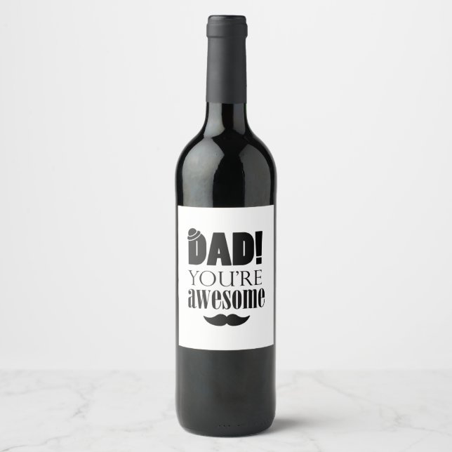 Minimalist Father's Day Typography Graphic! Wine Label (Front)