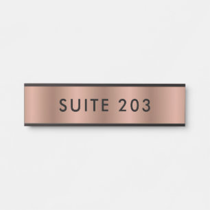 Minimalist Faux Copper Black Suite Number Door Sign