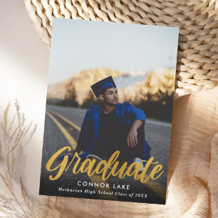Minimalist Faux Foil Photo 2025 Graduation Party Invitation