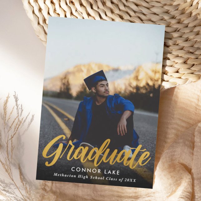 Minimalist Faux Foil Photo 2025 Graduation Party Invitation (Creator Uploaded)