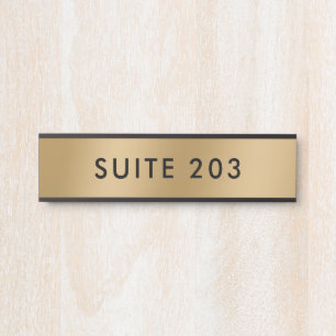 Minimalist Faux Gold Black Suite Number Door Sign
