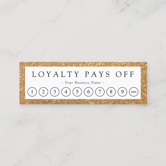 Minimalist Faux Gold Border Loyalty Punch Card (Front)