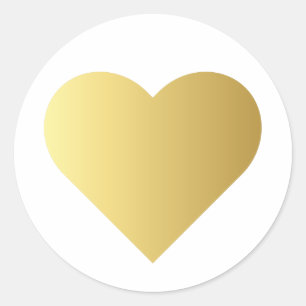 Minimalist Faux Gold Heart Classic Round Sticker
