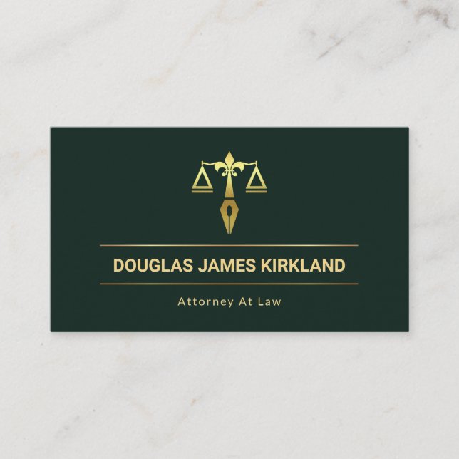 Minimalist Faux Gold Lines Scales Of Justice Business Card (Front)