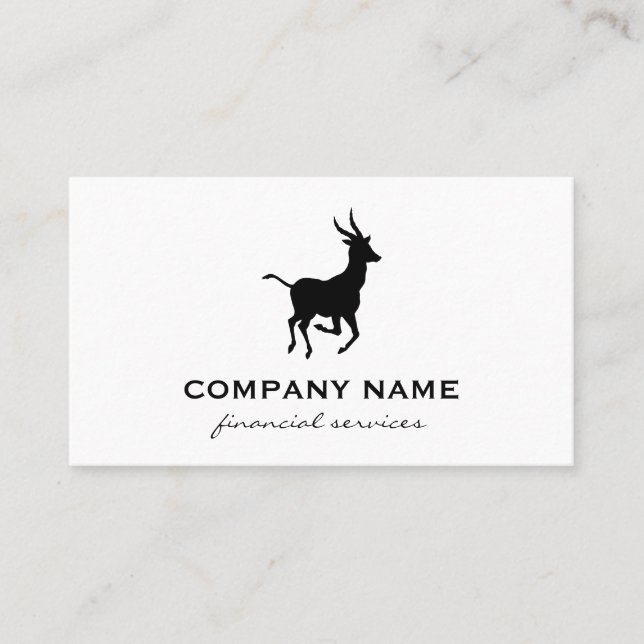 Minimalist Faux Gold Metallic / Gazelle Icon Business Card (Front)