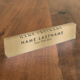 Minimalist Faux Gold Modern Elegant Simple Nameplate