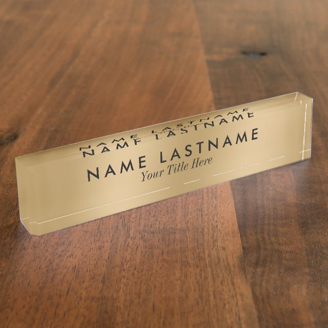Minimalist Faux Gold Modern Elegant Simple Nameplate (Side)