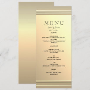 Minimalist Faux Gold Wedding Menu