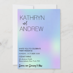 Minimalist Faux Holographic Wedding Invitation