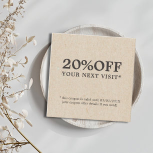 Minimalist Faux Kraft Brown Bold Salon Discount Card