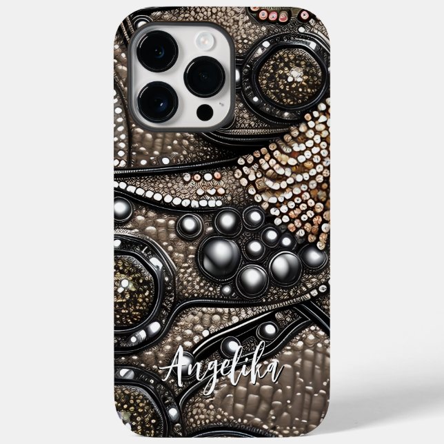 Minimalist Faux Leather Abstract Pattern Custom Case-Mate iPhone Case (Back)