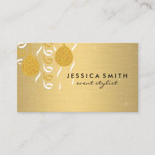 Minimalist Faux Metallic Gold Brushed / Balloons Business Card