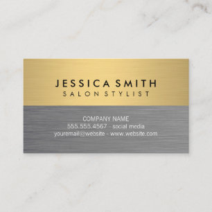 Minimalist Faux Metallic Gold Brushed Colour Block Business Card