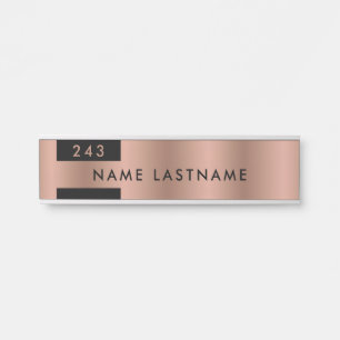 Minimalist Faux Rose Gold Office Number Name Door Sign