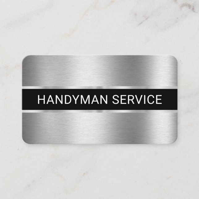 Minimalist Faux Silver Stripe Layer Business Card (Front)