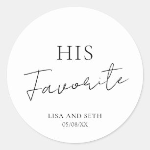 Minimalist Favourite Classic Wedding Round Sticker