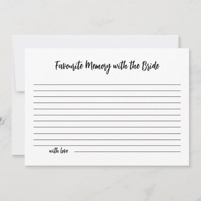 Minimalist Favourite Memory with the Bride Card (Front)