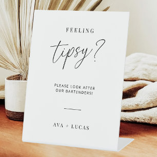 Minimalist Feeling Tipsy Bartender Tip Pedestal Sign