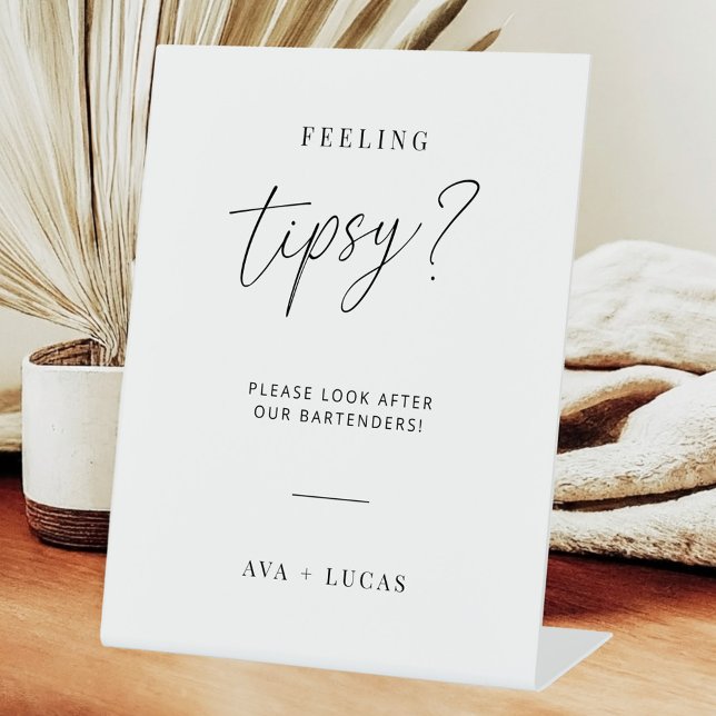 Minimalist Feeling Tipsy Bartender Tip Pedestal Sign (Creator Uploaded)