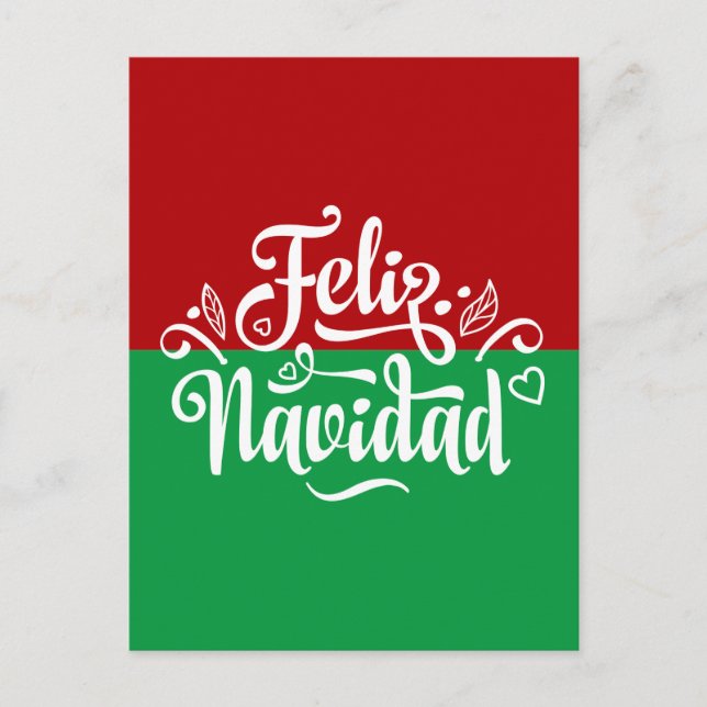 Minimalist Feliz Navidad Spanish Merry Christmas Postcard (Front)