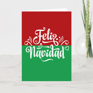 Minimalist Feliz Navidad Spanish Merry Christmas Thank You Card