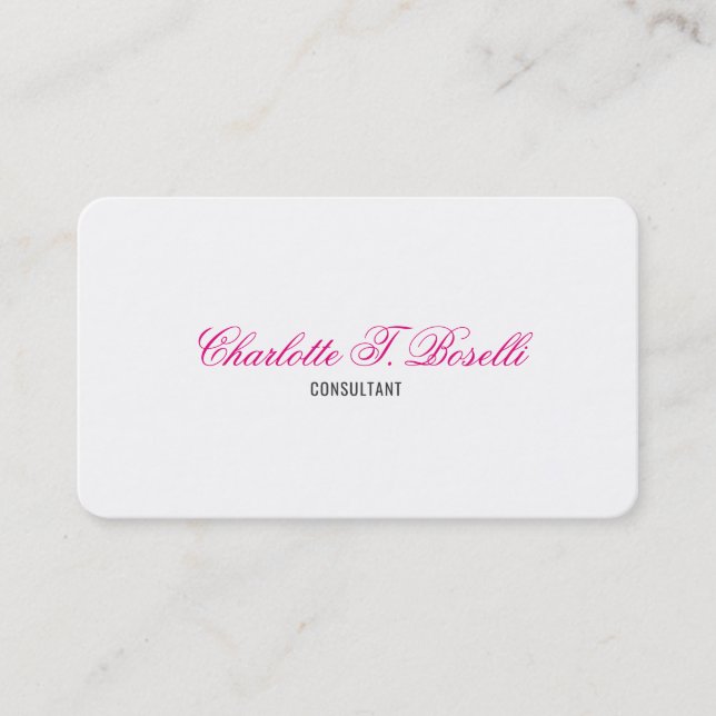 Minimalist Feminine Elegant Handwrite Professional Business Card (Front)