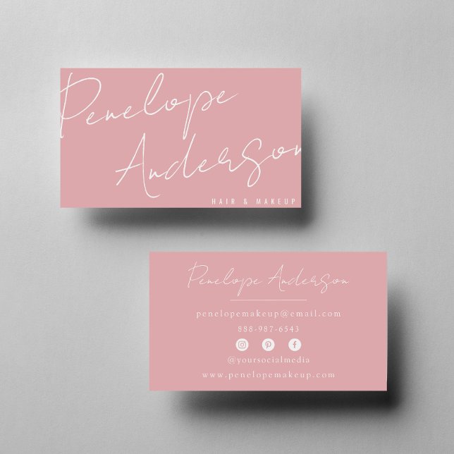 Minimalist Feminine Pink Neutral Boho Chic Modern  Business Card (Creator Uploaded)