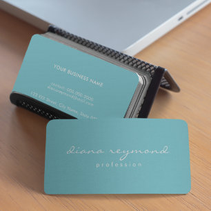 minimalist feminine professional turquoise blue business card