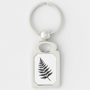 Minimalist Fern – Ink Brush Botanical Design on Key Ring