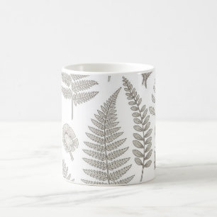 Minimalist Fern Mug, Vintage Botanical Cup