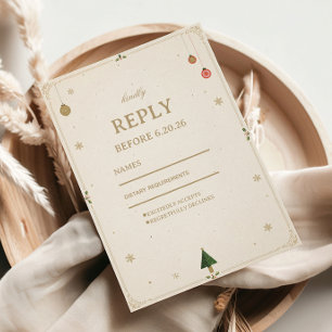 Minimalist Festive Golden Winter Simplicity RSVP Card